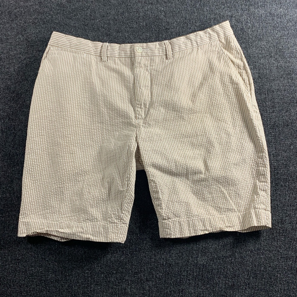 Ralph Lauren Beige and White Striped Seersucker Shorts
